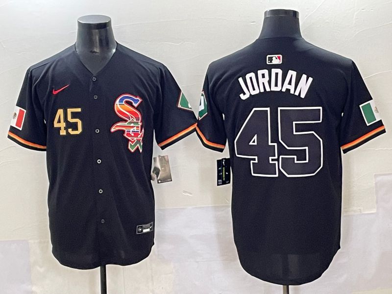 Men 2025 Chicago White Sox #45 Jordan Black Game Nike MLB Jersey style 53